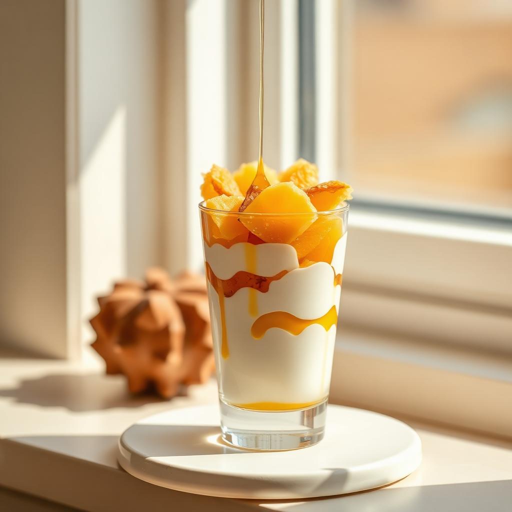 Parfait de jaca com castanha caramelizada